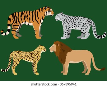 Cartoon Big Cats Vector Set Illustration Stock Vector (Royalty Free ...