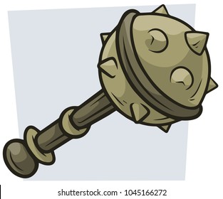 Icono de Vector de maza de combate grande de dibujos animados. Icono de juego de Vector.