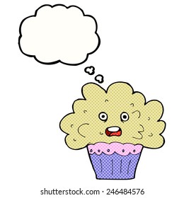cartoon big cupcake with thought bubble