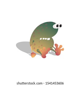Cartoon big eyed monster frog with big teeth. vector illustration