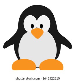Cartoon big eyed penguin isolated on white background.