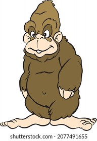 Cartoon Big Foot Sasquatch Creature Character Mascot Isolated Vector