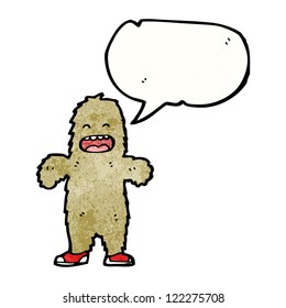 cartoon big foot with speech bubble