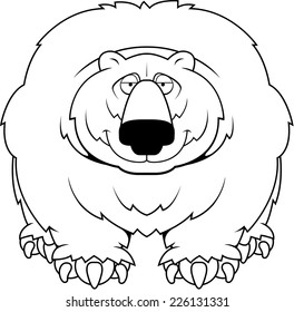 A cartoon big hairy bear smiling.