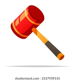 Cartoon big hammer vector isolated illustration