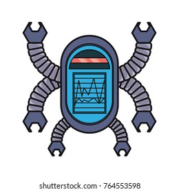 cartoon big robot with arms up icon over white background colorful design  vector illustration