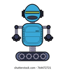 cartoon big robot icon over white background colorful design vector illustration