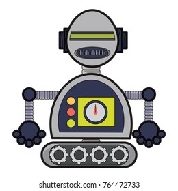 cartoon big robot icon over white background colorful design vector illustration
