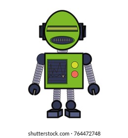 cartoon big robot icon over white background colorful design vector illustration