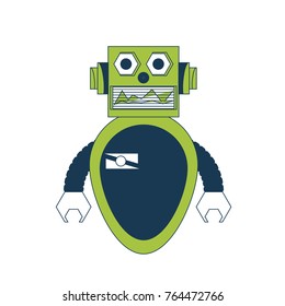 cartoon big robot icon over white background colorful design vector illustration