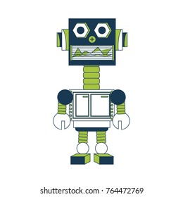 cartoon big robot icon over white background colorful design vector illustration