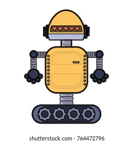 cartoon big robot icon over white background colorful design vector illustration