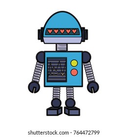 cartoon big robot icon over white background colorful design vector illustration