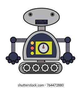 cartoon big robot icon over white background colorful design vector illustration