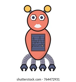 cartoon big robot icon over white background colorful design vector illustration