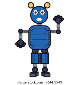 cartoon big robot icon over white background colorful design vector illustration