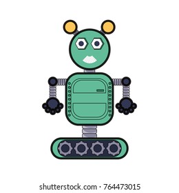 cartoon big robot icon over white background colorful design vector illustration