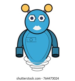 cartoon big robot icon over white background colorful design vector illustration