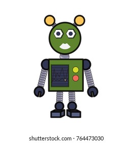 cartoon big robot icon over white background colorful design vector illustration