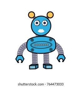 cartoon big robot icon over white background colorful design vector illustration