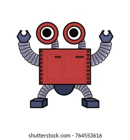 cartoon big robot icon over white background colorful design vector illustration