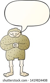 cartoon bigfoot with speech bubble in smooth gradient style