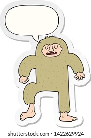 cartoon bigfoot with speech bubble sticker