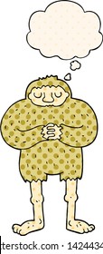 cartoon bigfoot with thought bubble in comic book style