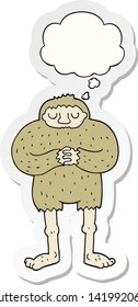 cartoon bigfoot with thought bubble as a printed sticker
