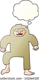 cartoon bigfoot with thought bubble in smooth gradient style