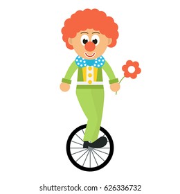 cartoon bike and clown with flower
