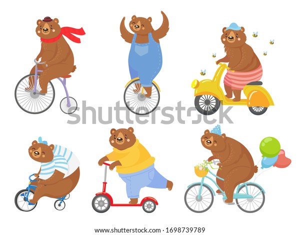 Cartoon Biked Bear Bears On Children Stock Vector (Royalty Free) 1698739789