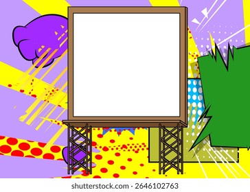 Cartoon Billboard, comic book Frame. Retro vector comics pop art design.