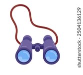 Cartoon binocular. Outdoor optical device, camping and hunting equipment flat vector illustration. Binocular on white background
