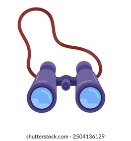 Cartoon binocular. Outdoor optical device, camping and hunting equipment flat vector illustration. Binocular on white background