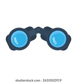 cartoon binocular, outdoor optical device, camping and hunting equipment, flat vector illustration, binocular isolated on white background