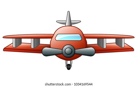 Cartoon biplane flying isolated on white background 