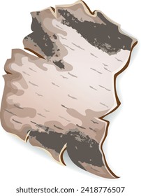 Cartoon birch bark of magic spells and witchcraft, old paper, scroll and parchment for computer game. 3d royal manuscript. Isolated vector illustration.