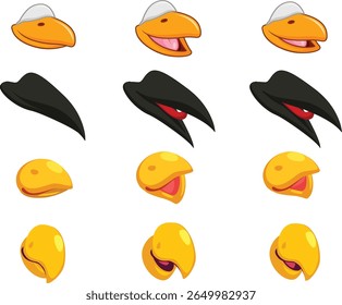 Cartoon Bird Beaks and Expressions Animation Frames
