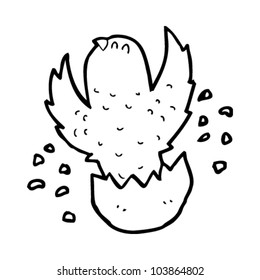 cartoon bird breaking out of egg