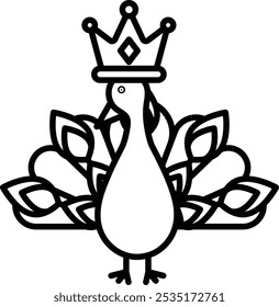 A cartoon bird with a crown on its head