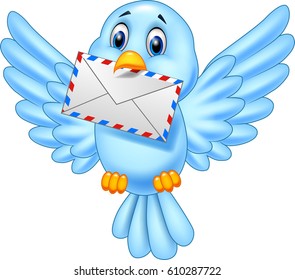Cartoon bird delivering letter