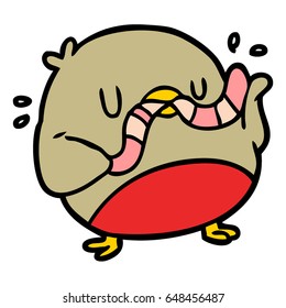 cartoon bird eating worm