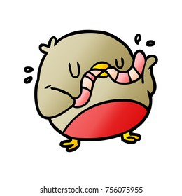 gusano alimentador de pájaros de dibujos animados