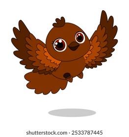 Ilustración vectorial de vuelo de pájaro de dibujos animados