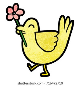 pájaro caricaturista con flor