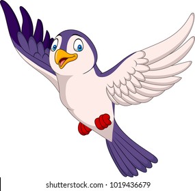 Cartoon bird flying isolated on white background