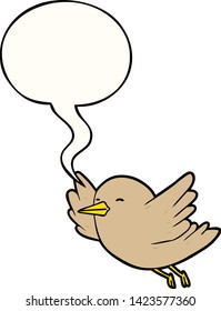 Cartoon-Vogel mit Sprachblase fliegen