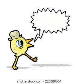 pájaro caricaturista en sombrero
