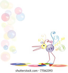 Cartoon bird imitation kviling. Vector.